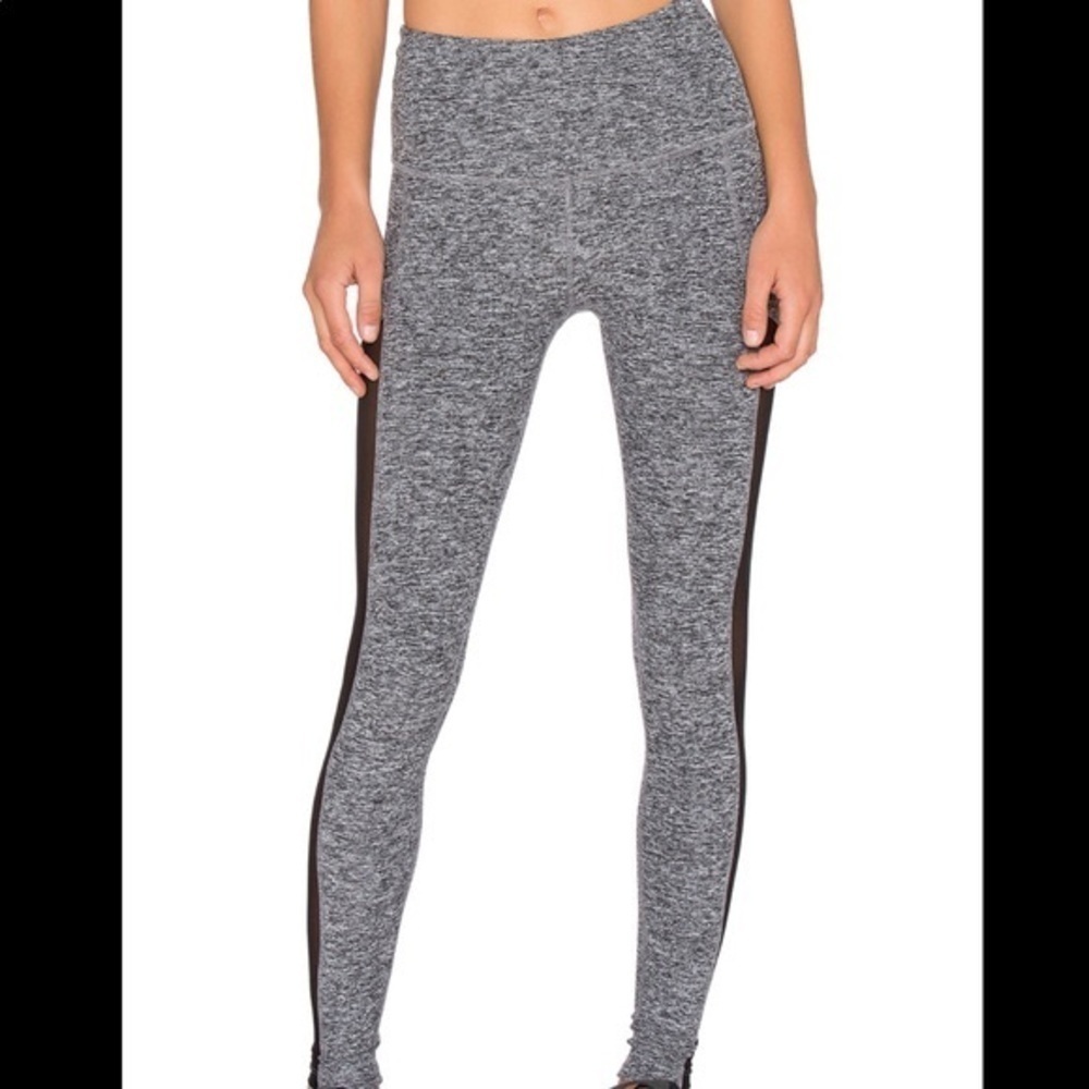 Beyond Yoga Small Gray Black Sheer Mesh Side Leggings Yoga Pants